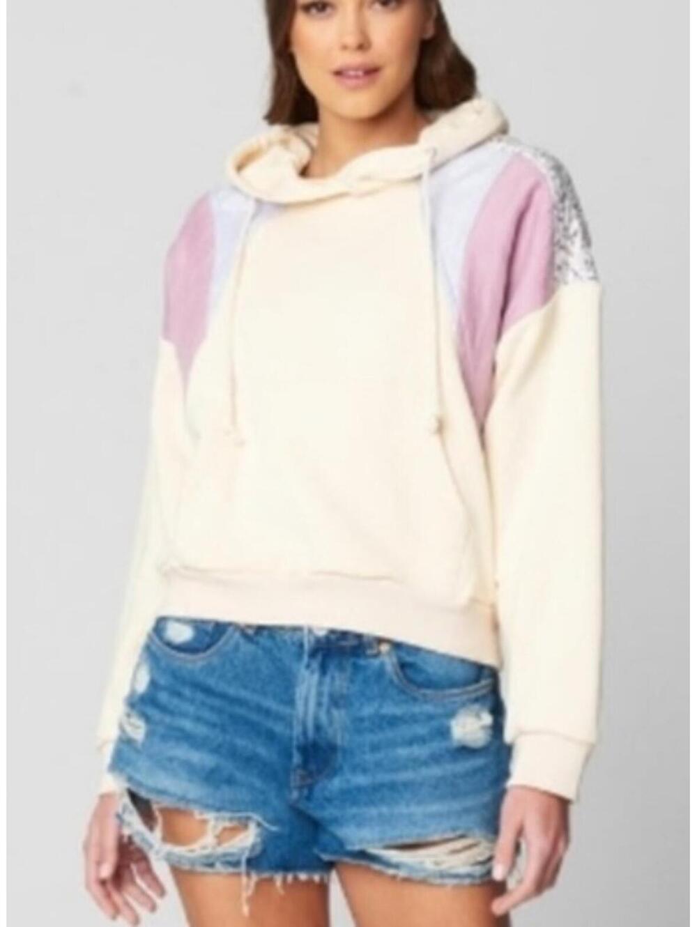 BLANKNYC Mixed Media Patchwork Hoodie - Medium NWT